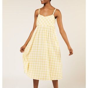 PEOPLE TREE Annabel Checkered Butter Yellow Sundress US 6